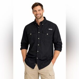 Columbia PFG Omni-Shade Vented Fishing Boating Shirt Black 3XT 3TL Big & Tall